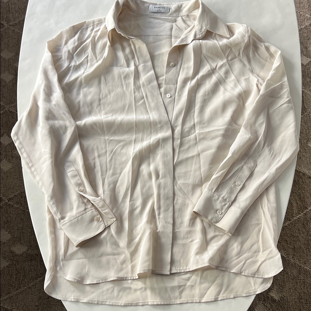 Babaton Artizia Academy Silk Button Up Blouse Top in Cream S $158 - Picture 5 of 10